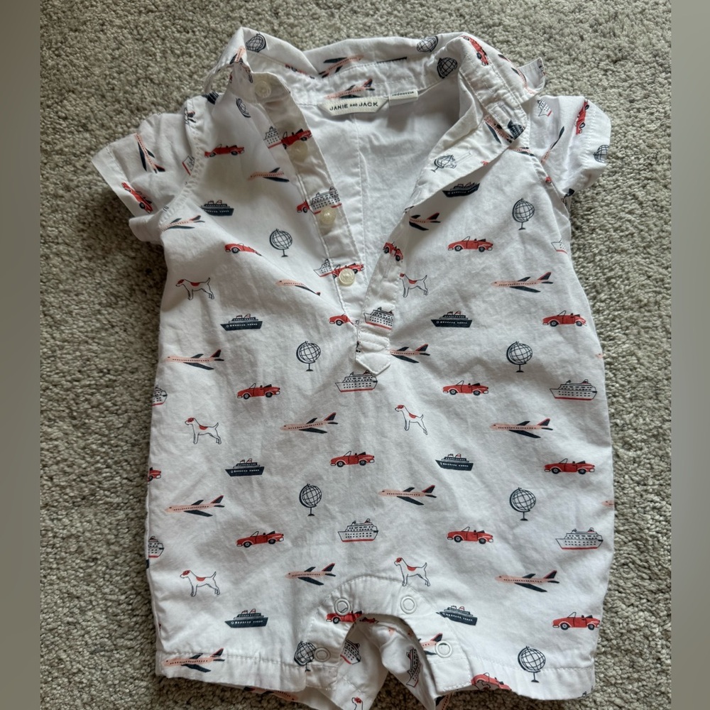 Janie and Jack White Printed One Piece